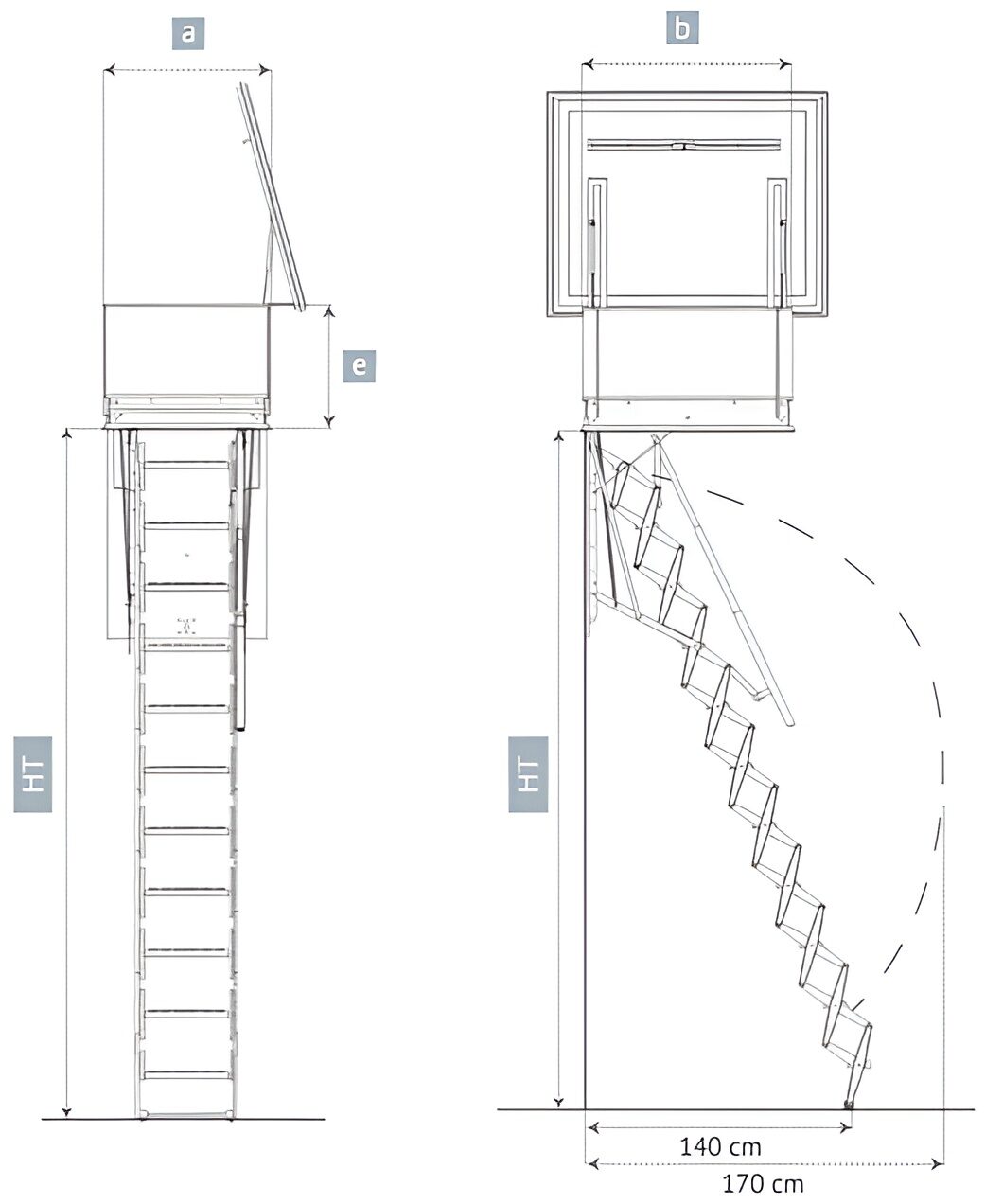 Scheda tecnica scala retrattile per esterno