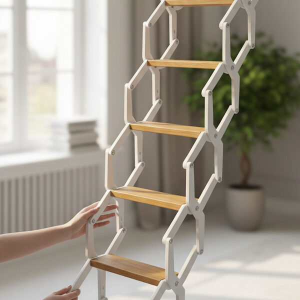 Scala retrattile da soffitta plus legno dettaglio