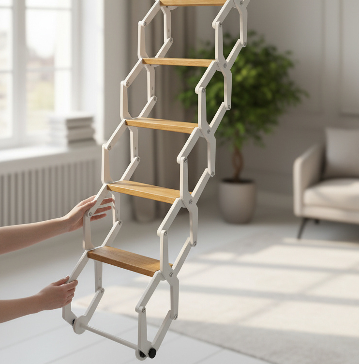 scala soffitta legno